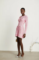 Faustine pink check - pattern mini dress - Aura Muse