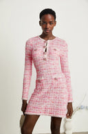 Faustine pink check - pattern mini dress - Aura Muse
