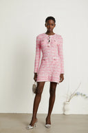 Faustine pink check - pattern mini dress - Aura Muse