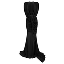 Fernande Black Asymmetrical Draped Maxi Gown - Aura Muse