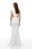 Fernande Black Asymmetrical Draped Maxi Gown - Aura Muse