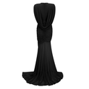 Fernande Black Asymmetrical Draped Maxi Gown - Aura Muse
