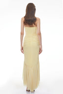 Fernande Butter Yellow Halterneck Ruched Maxi Dress - Aura Muse