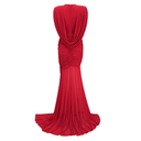 Fernande Red Asymmetrical Draped Maxi Gown - Aura Muse