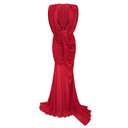 Fernande Red Asymmetrical Draped Maxi Gown - Aura Muse