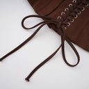 Fleur Brown Lace Up Corset Crop Top - Aura Muse