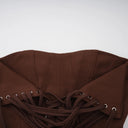 Fleur Brown Lace Up Corset Crop Top - Aura Muse