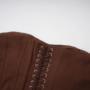 Fleur Brown Lace Up Corset Crop Top - Aura Muse