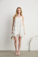Florence crystal - embellished floral mini dress in White - Aura Muse