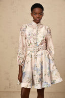 Francette light - pink floral - print mini dress - Aura Muse
