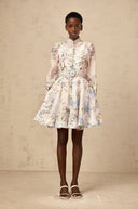 Francette light - pink floral - print mini dress - Aura Muse