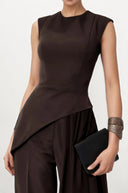 Freya Brown Asymmetrical Top & Trousers Set - Aura Muse