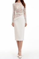 Freya White Lace Panel Midi Dress - Aura Muse