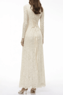 Gaia Ivory High Neck Floral Lace Maxi Dress - Aura Muse