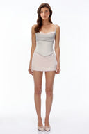 Garnet Grey Sweetheart Top & Skirt Set with Bow - Aura Muse