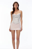 Garnet Grey Sweetheart Top & Skirt Set with Bow - Aura Muse