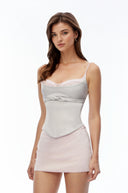 Garnet Grey Sweetheart Top & Skirt Set with Bow - Aura Muse