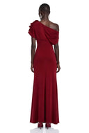 Genesis Red One Shoulder Ruched Maxi Dress - Aura Muse