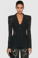 Genevieve Floral Lace Pants Set in Black - Aura Muse