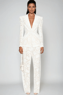 Genevieve Floral Lace Pants Set in White - Aura Muse