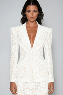 Genevieve Floral Lace Pants Set in White - Aura Muse