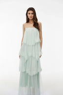 Genevieve Mint Green Tiered Maxi Dress with Lace Trim - Aura Muse