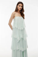Genevieve Mint Green Tiered Maxi Dress with Lace Trim - Aura Muse