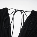 Geraldine Black Deep V-Neck Draped Jumpsuit - Aura Muse