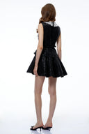 Gia Black Sequin Lace Trim Mini Dress - Aura Muse