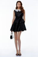 Gia Black Sequin Lace Trim Mini Dress - Aura Muse