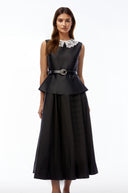 Gia lack Lace Trim Midi Dress - Aura Muse