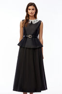 Gia lack Lace Trim Midi Dress - Aura Muse