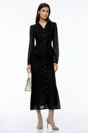Gioia Black Lace Maxi Dress with 3D Florals - Aura Muse