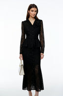 Gioia Black Lace Maxi Dress with 3D Florals - Aura Muse