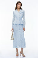 Gioia Blue Lace Maxi Dress with 3D Florals - Aura Muse