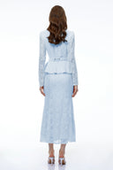 Gioia Blue Lace Maxi Dress with 3D Florals - Aura Muse