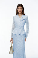 Gioia Blue Lace Maxi Dress with 3D Florals - Aura Muse