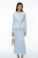 Gioia Blue Lace Maxi Dress with 3D Florals - Aura Muse
