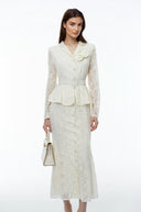 Gioia Cream Lace Maxi Dress with 3D Florals - Aura Muse