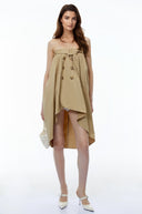Giuliana Khaki Asymmetrical Convertible Mini Dress - Aura Muse