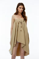 Giuliana Khaki Asymmetrical Convertible Mini Dress - Aura Muse