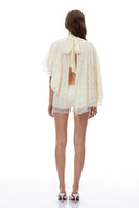 Glenwood White Turtleneck Lace Top & Shorts Set - Aura Muse