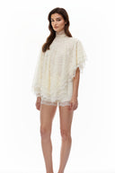Glenwood White Turtleneck Lace Top & Shorts Set - Aura Muse