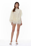 Glenwood White Turtleneck Lace Top & Shorts Set - Aura Muse