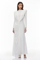 Grace White Asymmetrical Cape Maxi Dress - Aura Muse