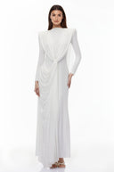 Grace White Asymmetrical Cape Maxi Dress - Aura Muse