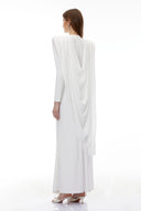 Grace White Asymmetrical Cape Maxi Dress - Aura Muse