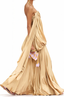 Graciela Champagne Off Shoulder Draped Maxi Dress - Aura Muse
