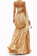 Graciela Champagne Off Shoulder Draped Maxi Dress - Aura Muse