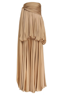 Graciela Champagne Off Shoulder Draped Maxi Dress - Aura Muse